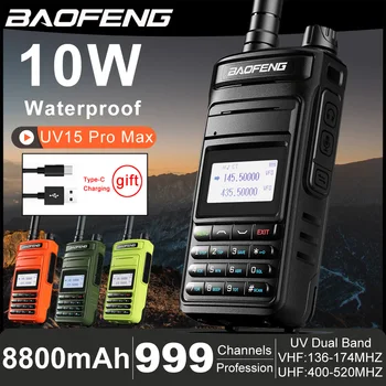 BAOFENG UV15 Pro Max V1 V2 10W Visok moćni Dvojno Bend Radija Tip-C Punjač Domet Ham Radio Voki-Toki Dva Puta Radio