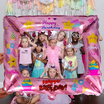1pcs sretan rođendan balon sliku okvir rekvizite rođendan ukrase djeca 1 Folije Balonima za rodendan foto kabina baloon