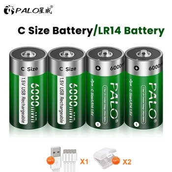 PALO 1.5 V-C Veličine Li-ion Baterija 6000mWh Tip C i Puni Litijum Baterije C veličine Liposukcije LR14 Baterija Za Lampe Šporet