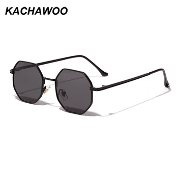 Kachawoo kavez naočale žene zlato crni brown mali sunčane naočale za muškarce poligon metal okvir rođendanski poklon muškarac uv400