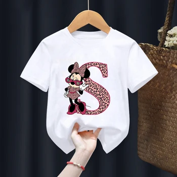 Minnie Djece Majice Pismo a-Z Ime Kombinaciju Disney Kawaii Crtane Odjeću Djeca Dječak Devojka Majica Opušteno Top